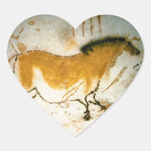 Chinesisches Pferd, Höhlenmalereien von Lascaux Herz-Aufkleber