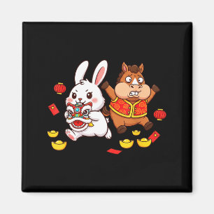 Chinesisches Pferd Kaninchen Lustige Kinder Männer Magnet