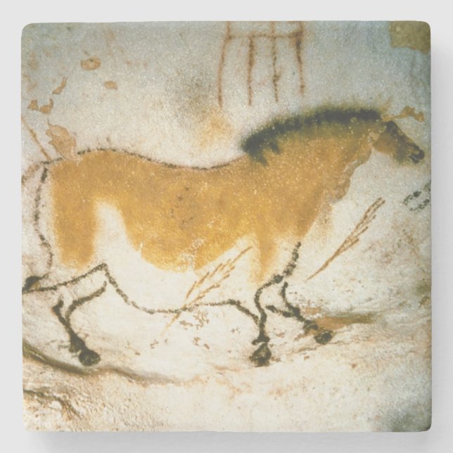 Chinesisches Pferd,Lascaux prähistorische Höhlenma Steinuntersetzer (Vorderseite)