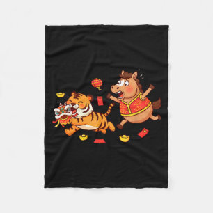 Chinesisches Pferd Lustiger Tiger Kinder Herren Da Fleecedecke