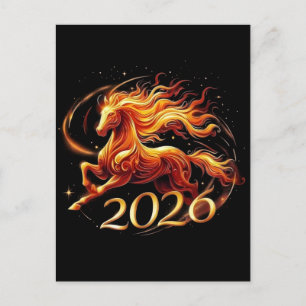 Chinesisches Pferdejahr 2026 Feierlichkeiten Feiertagspostkarte