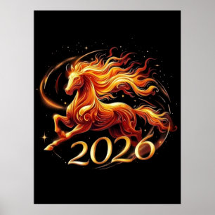 Chinesisches Pferdejahr 2026 Feierlichkeiten Poster