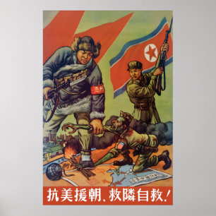 Chinesisches Propagandaplakat Solidarität mit Nord Poster
