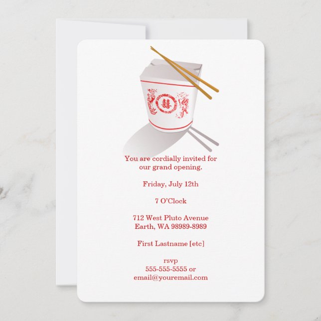 Chinesisches Restaurant Einladung (Vorderseite)