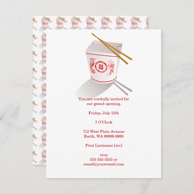 Chinesisches Restaurant Einladung (Vorne/Hinten)