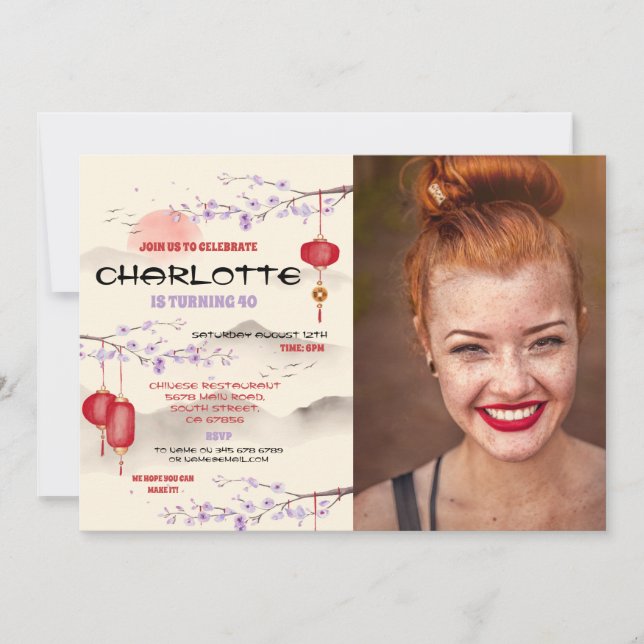 Chinesisches Restaurant für Geburtstagsfeier Nehme Einladung (Vorderseite)