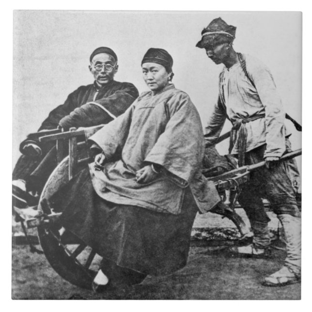 Chinesisches Rickshaw, c.1870 (b/w Foto) Fliese (Vorderseite)