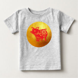 Chinesisches Schweinejahr 2019 Papercut Red Baby T T-shirt