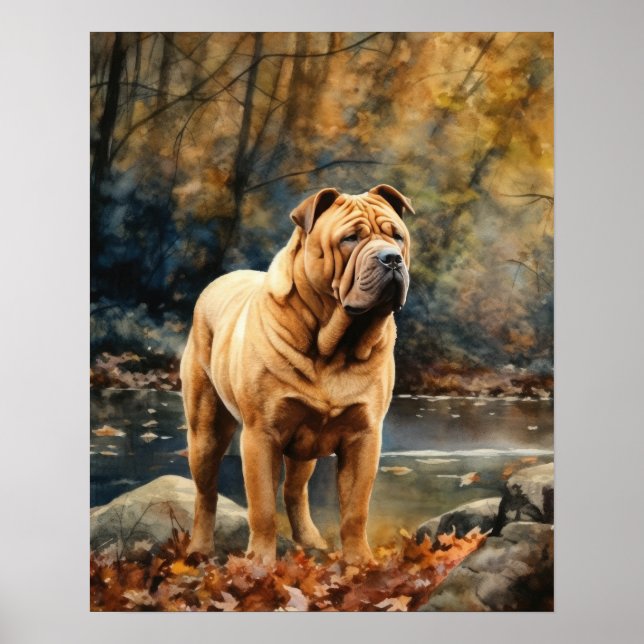 Chinesisches Shar-Pei Dog Art Print Poster (Vorne)