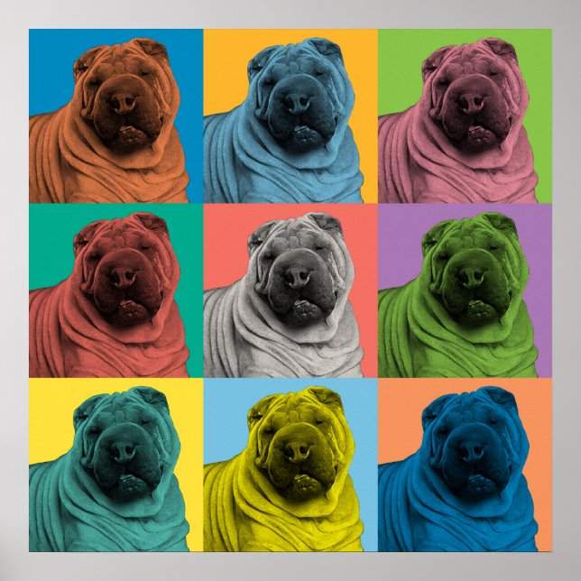 Chinesisches Shar-Pei-Pop-Art-Poster Poster (Vorne)