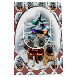 Chinesisches Shar-Pei Trio Weihnachten Mittlere Geschenktüte