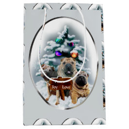 Chinesisches Shar-Pei Trio Weihnachten Mittlere Geschenktüte