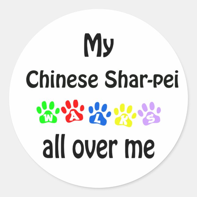 Chinesisches Shar-Pei-Walks-Design Runder Aufkleber (Vorderseite)