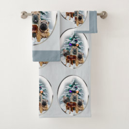 Chinesisches Shar-pei-Weihnachten Badhandtuch Set