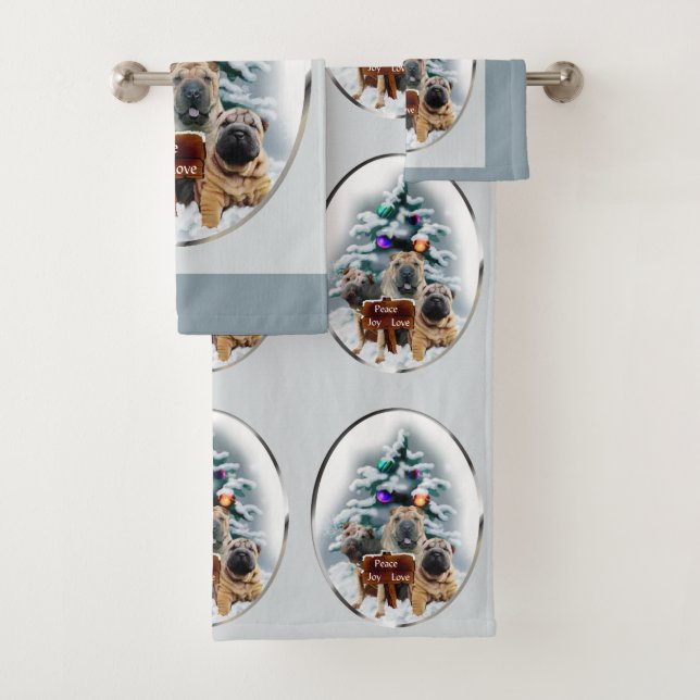 Chinesisches Shar-pei-Weihnachten Badhandtuch Set (Insitu)