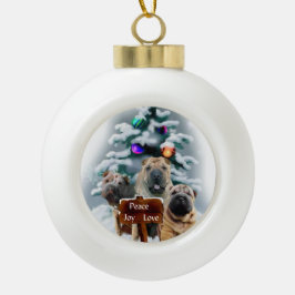 Chinesisches Shar-Pei-Weihnachtsfest Keramik Kugel-Ornament