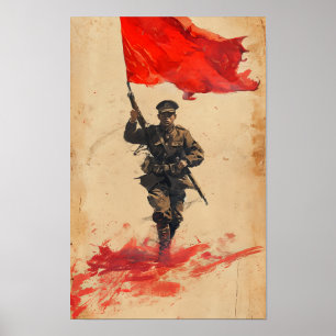 Chinesisches Soldaten-Rote-Flagge-Marschgedicht Poster