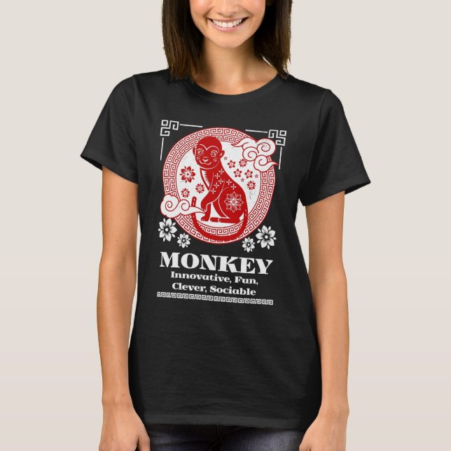 Chinesisches Sternzeichen Affe Persönlichkeit T-Shirt (Vorderseite)