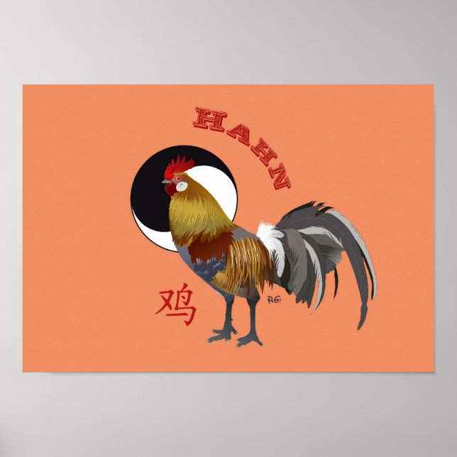 Chinesisches Sternzeichen - Hahn Poster (Vorne)