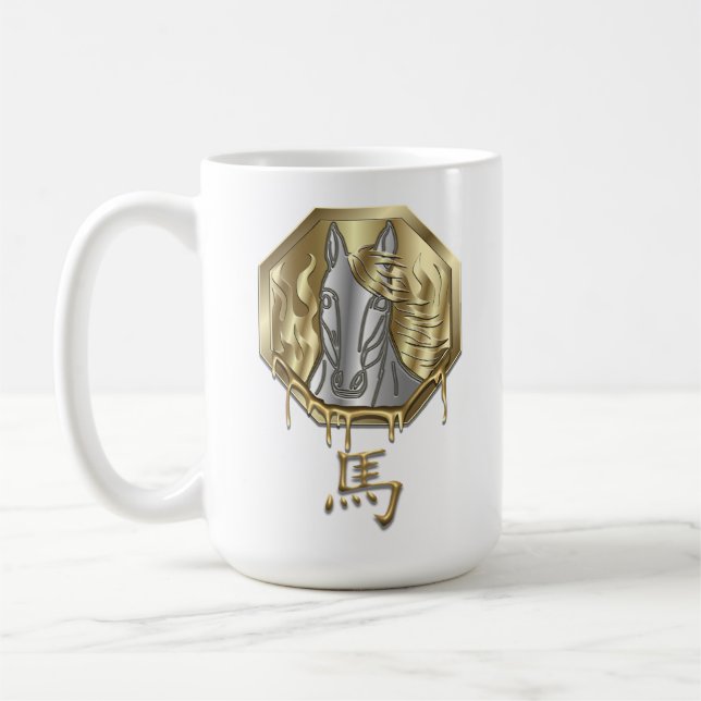 Chinesisches Sternzeichen Jahr des Feurigen Pferde Kaffeetasse (Links)
