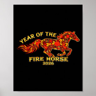 Chinesisches Sternzeichen Mondjahr des Feuerpferds Poster