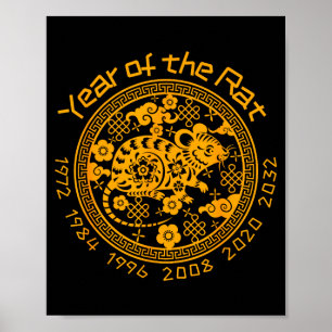Chinesisches Sternzeichen Neujahr des Rattenzeiche Poster