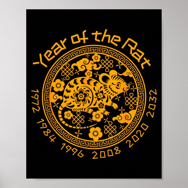 Chinesisches Sternzeichen Neujahr des Rattenzeiche Poster (Vorne)