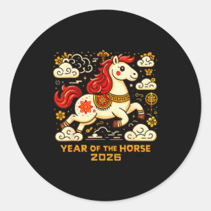 Chinesisches Sternzeichen Pferd 2026 Lunar Neujahr Runder Aufkleber