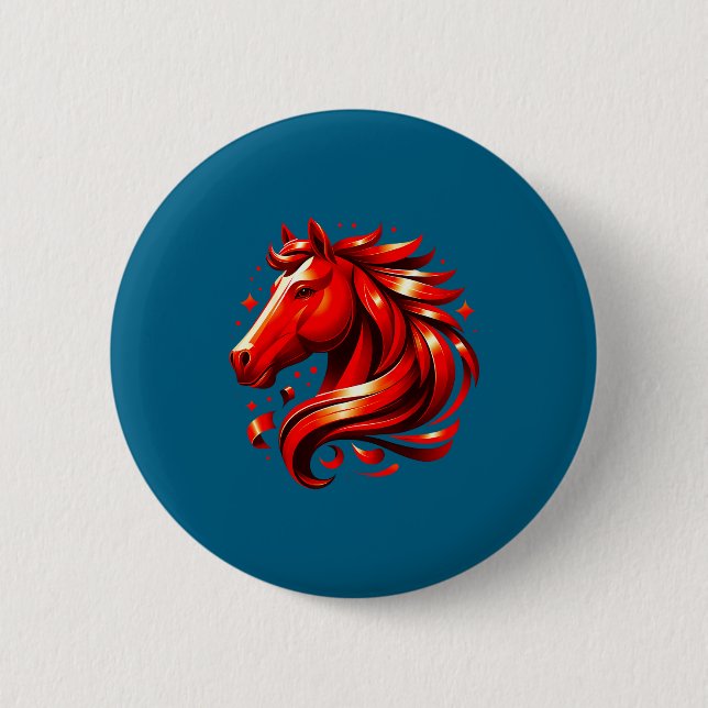 Chinesisches Sternzeichen Pferd Button (Vorderseite)
