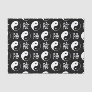 Chinesisches Textmuster für das Black Yinyang-Symb Seidenpapier