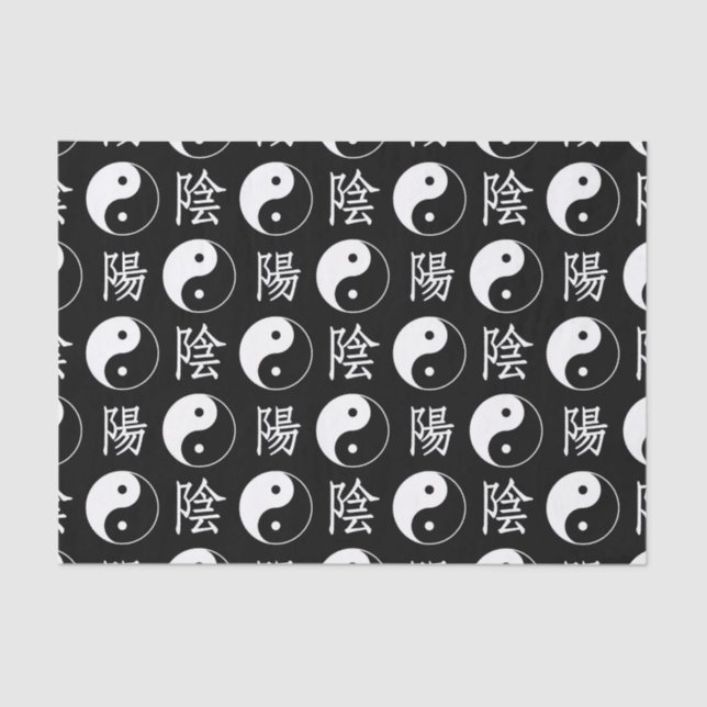Chinesisches Textmuster für das Black Yinyang-Symb Seidenpapier (Vorderseite)