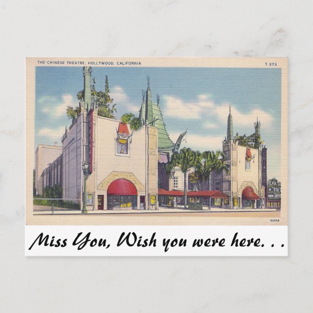 Chinesisches Theater, Hollywood, Kalifornien Postkarte (Vorderseite)