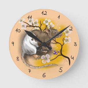 Chinesisches Tierkreis-Jahr der Ratte Runde Wanduhr