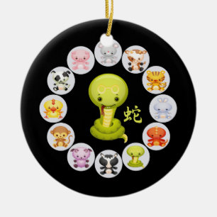Chinesisches Tierkreis-Jahr der Schlange Keramikornament