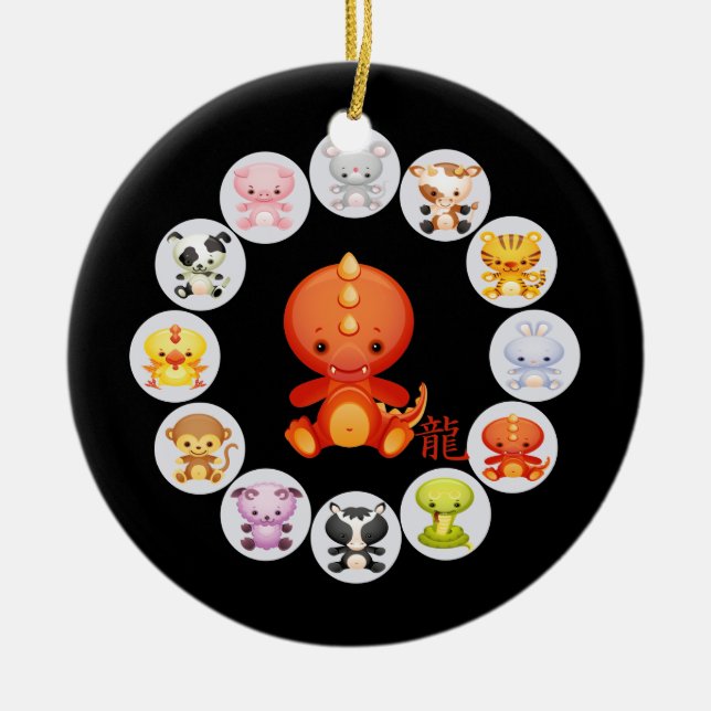 Chinesisches Tierkreis-Jahr des Drachen Keramikornament (Vorne)