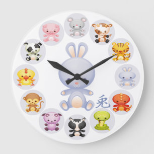 Chinesisches Tierkreis-Jahr des Kaninchens Große Wanduhr