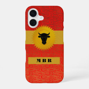 Chinesisches Tierkreiszeichen Ochse mit Monogramm iPhone 16 Hülle