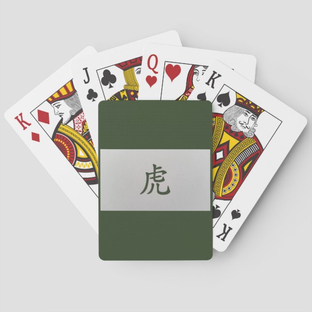 Chinesisches Tierzeichen Tiger grün Spielkarten (Rückseite)