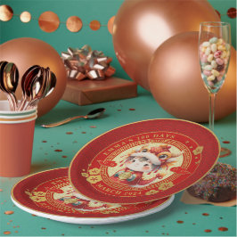 Chinesisches traditionelles Baby 100 Tage 百 日 Pappteller