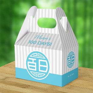 Chinesisches traditionelles Baby 100 Tage 百 (blau) Geschenkschachtel