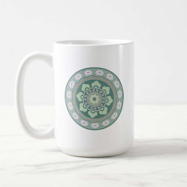 Chinesisches traditionelles grünes Rosettenmuster Kaffeetasse (Links)