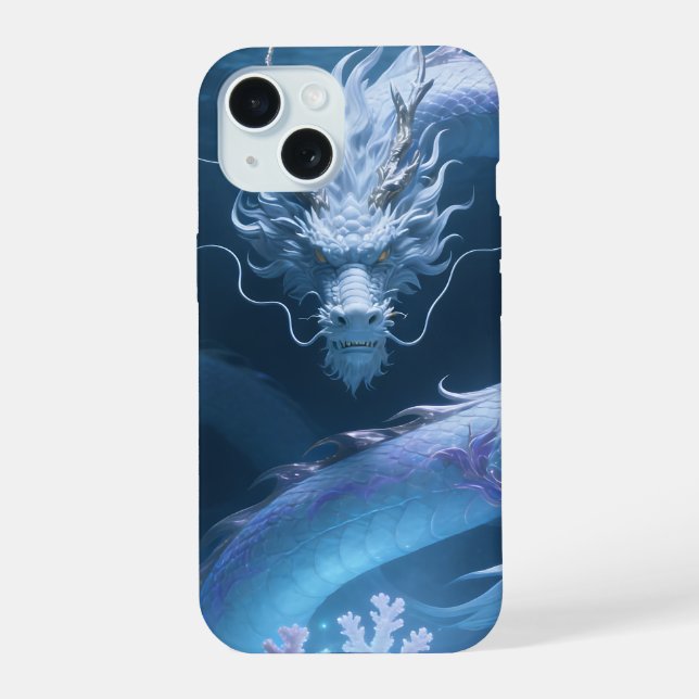 Chinesisches Wasserdrache-Kunst-Fantasydesign mit  iPhone 15 Hülle (Rückseite)