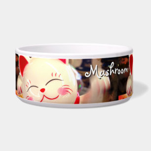 Chinesisches Waving Cat Foto Individuelle Name Spa Napf