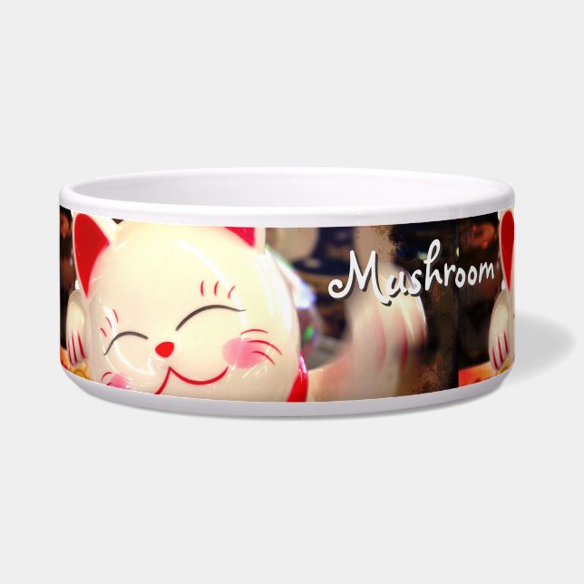 Chinesisches Waving Cat Foto Individuelle Name Spa Napf (Links)