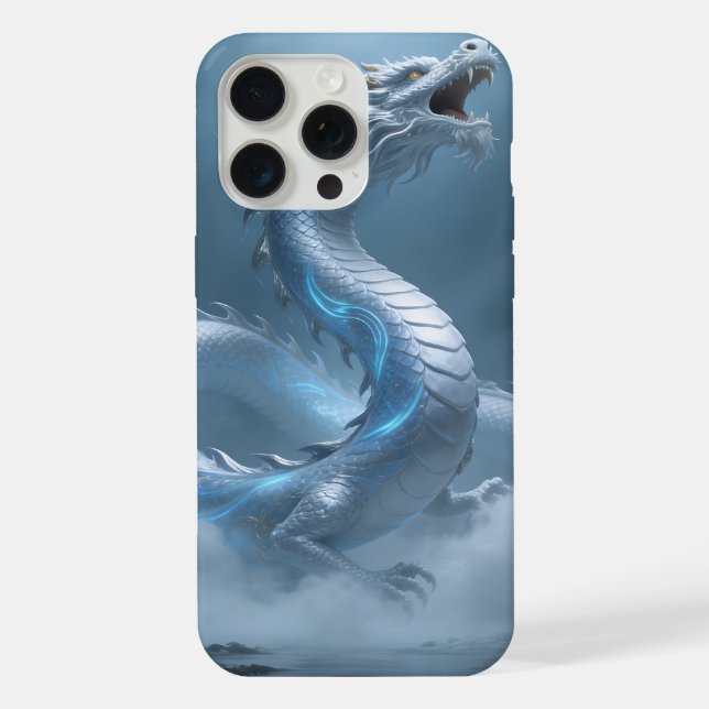 Chinesisches Weiß Blaues Drachen Kunst Fantasy Des iPhone Hülle (Rückseite)