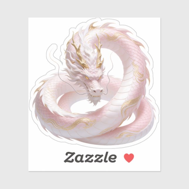 Chinesisches Weißgold-Drache Fantasy-Design mit  Aufkleber (Blatt)