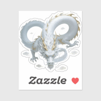 Chinesisches Weißgold-Drache Kunst Fantasy-Design Aufkleber
