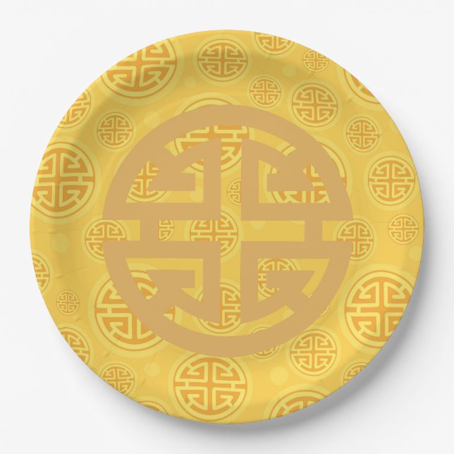 Chinesisches Wohlstandsmünzensymbol Pappteller (Vorderseite)