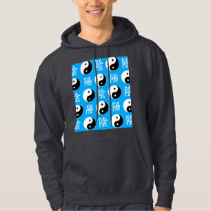 Chinesisches Yinyang-Muster mit blauem Hintergrund Hoodie