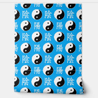 Chinesisches Yinyang-Muster mit blauem Hintergrund